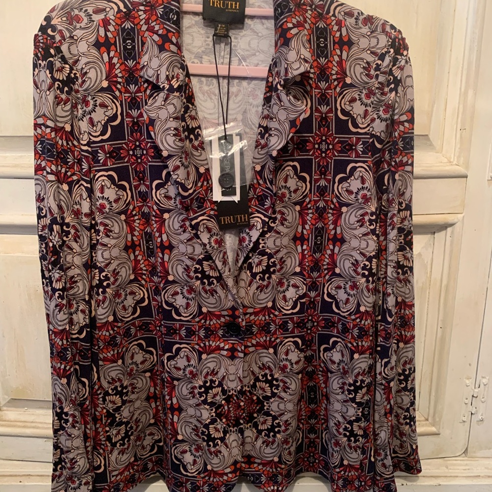 Truth By Republic Patterned lightweight blazer- Navy/black, Red, Cream